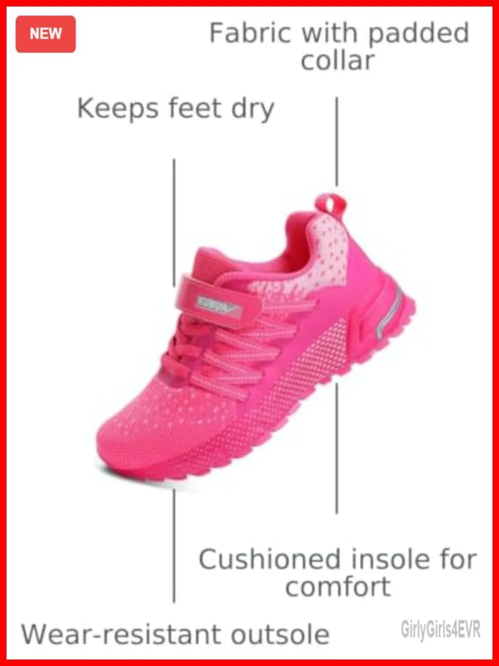 Kids Slip-On Sneakers with Hook & Loop Straps, Lightweight Mesh, No-Tie Bungee
